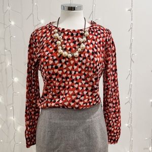 J. Crew Merino Wool Tippi Sweater, Printed Hearts, size M, EUC!